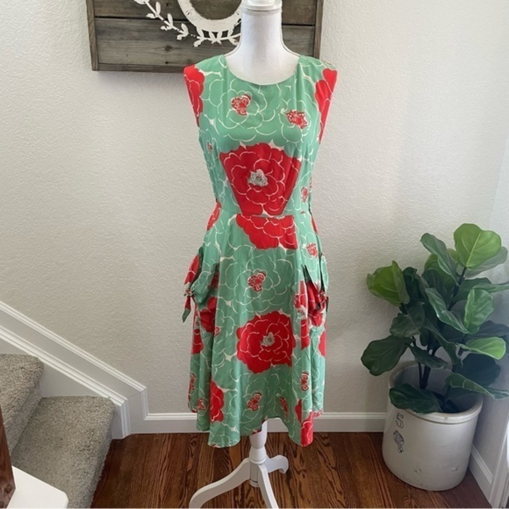 Anthropologie Cory Lynn Calter backswept dress silk floral size 10